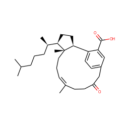 C/C1=C/CC[C@@]2(C)[C@@H](CC[C@@H]2[C@H](C)CCCC(C)C)c2ccc(cc2C(=O)O)CC(=O)CC1 ZINC000029410766