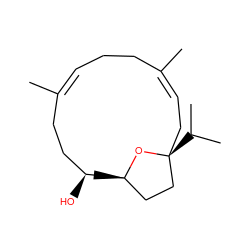 C/C1=C\C[C@]2(C(C)C)CC[C@@](C)(O2)[C@@H](O)CC/C(C)=C/CC1 ZINC000040976194