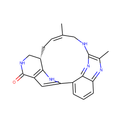 C/C1=C\C[C@H]2CNC(=O)c3cc([nH]c32)-c2cccc3nc(C)c(nc23)NC1 ZINC000150028627