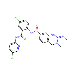 C/N=C(/N)N(C)Cc1ccc(C(=O)Nc2ccc(Cl)cc2C(=O)Nc2ccc(Cl)cn2)cc1 ZINC000028099250