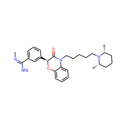 C/N=C(/N)c1cccc([C@@H]2Oc3ccccc3N(CCCCCN3[C@@H](C)CCC[C@H]3C)C2=O)c1 ZINC000013834506