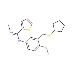 C/N=C(/Nc1ccc(OC)c(CSC2CCCC2)c1)c1cccs1 ZINC000169352368