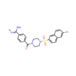 C/N=C(\N)c1ccc(C(=O)N2CCN(S(=O)(=O)c3ccc4cc(Br)ccc4c3)CC2)cc1 ZINC000026178647