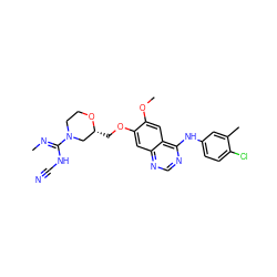 C/N=C(\NC#N)N1CCO[C@H](COc2cc3ncnc(Nc4ccc(Cl)c(C)c4)c3cc2OC)C1 ZINC000218451708