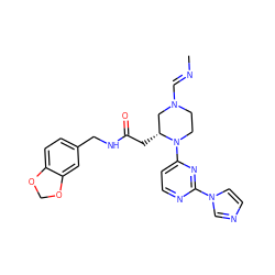 C/N=C/N1CCN(c2ccnc(-n3ccnc3)n2)[C@H](CC(=O)NCc2ccc3c(c2)OCO3)C1 ZINC000036089252