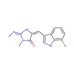 C/N=C1/N/C(=C/c2c[nH]c3c(Br)cccc23)C(=O)N1C ZINC000096937894