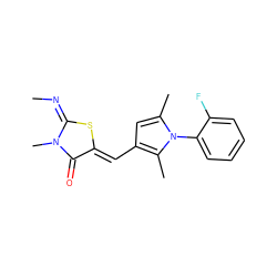 C/N=C1/S/C(=C\c2cc(C)n(-c3ccccc3F)c2C)C(=O)N1C ZINC000015985832