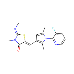 C/N=C1\S/C(=C\c2cc(C)n(-c3ncccc3F)c2C)C(=O)N1C ZINC000073141528