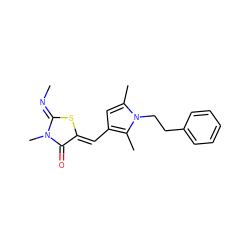 C/N=C1\S/C(=C\c2cc(C)n(CCc3ccccc3)c2C)C(=O)N1C ZINC000073138061