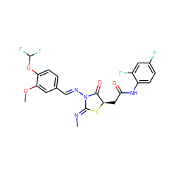 C/N=C1\S[C@H](CC(=O)Nc2ccc(F)cc2F)C(=O)N1/N=C/c1ccc(OC(F)F)c(OC)c1 ZINC000003452489