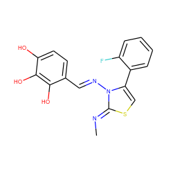 C/N=c1\scc(-c2ccccc2F)n1/N=C/c1ccc(O)c(O)c1O ZINC000012658334