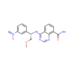 C=[N+]([O-])c1cccc([C@@H](COC)Nc2ncnc3c(C(N)=O)cccc23)c1 ZINC000166960061