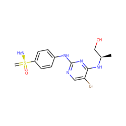 C=[S@@](N)(=O)c1ccc(Nc2ncc(Br)c(N[C@H](C)CO)n2)cc1 ZINC000169694347