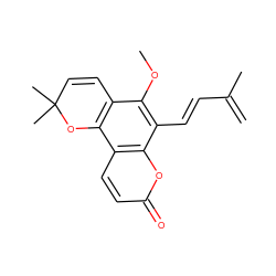 C=C(C)/C=C/c1c(OC)c2c(c3ccc(=O)oc13)OC(C)(C)C=C2 ZINC000013374861