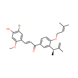 C=C(C)[C@@H](C)c1cc(C(=O)/C=C/c2cc(Br)c(O)cc2OC)ccc1OCC=C(C)C ZINC000071333590