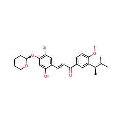 C=C(C)[C@@H](C)c1cc(C(=O)/C=C/c2cc(Br)c(O[C@@H]3CCCCO3)cc2O)ccc1OC ZINC000071334672