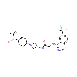 C=C(C)[C@@H](O)[C@H]1CC[C@H](N2CC(NC(=O)CNc3ncnc4ccc(C(F)(F)F)cc34)C2)CC1 ZINC000149207356