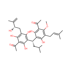 C=C(C)[C@@H](O)Cc1c(O)c(C(C)=O)c(O)c([C@@H](CC(C)C)c2c(O)c(CC=C(C)C)c(OC)c(C(C)=O)c2O)c1O ZINC000084732458