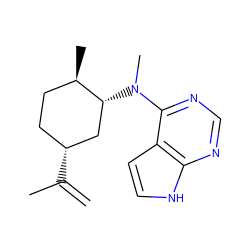 C=C(C)[C@@H]1CC[C@@H](C)[C@H](N(C)c2ncnc3[nH]ccc23)C1 ZINC000066258541
