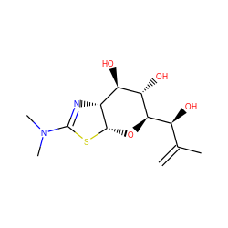 C=C(C)[C@H](O)[C@H]1O[C@@H]2SC(N(C)C)=N[C@@H]2[C@@H](O)[C@@H]1O ZINC000167489351