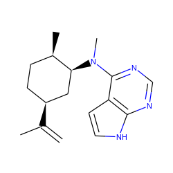 C=C(C)[C@H]1CC[C@@H](C)[C@@H](N(C)c2ncnc3[nH]ccc23)C1 ZINC000033980279