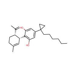 C=C(C)[C@H]1CCC(C)=C[C@H]1c1c(O)cc(C2(CCCCCC)CC2)cc1O ZINC000013819852