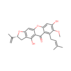 C=C(C)[C@H]1Cc2c(cc3oc4cc(O)c(OC)c(CC=C(C)C)c4c(=O)c3c2O)O1 ZINC000058583532