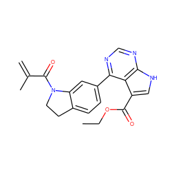 C=C(C)C(=O)N1CCc2ccc(-c3ncnc4[nH]cc(C(=O)OCC)c34)cc21 ZINC000261171227