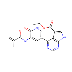 C=C(C)C(=O)Nc1cc(-c2ncnc3[nH]cc(C(=O)OCC)c23)c[nH]c1=O ZINC000218978299