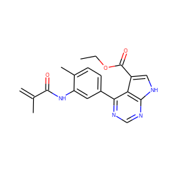 C=C(C)C(=O)Nc1cc(-c2ncnc3[nH]cc(C(=O)OCC)c23)ccc1C ZINC000206766775