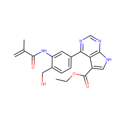 C=C(C)C(=O)Nc1cc(-c2ncnc3[nH]cc(C(=O)OCC)c23)ccc1CO ZINC000206760208