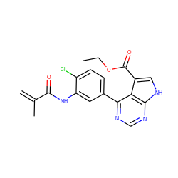 C=C(C)C(=O)Nc1cc(-c2ncnc3[nH]cc(C(=O)OCC)c23)ccc1Cl ZINC000206766831