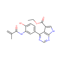 C=C(C)C(=O)Nc1cc(-c2ncnc3[nH]cc(C(=O)OCC)c23)ccc1O ZINC000261160623