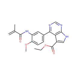 C=C(C)C(=O)Nc1cc(-c2ncnc3[nH]cc(C(=O)OCC)c23)ccc1OC ZINC000218974156