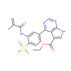 C=C(C)C(=O)Nc1cc(-c2ncnc3[nH]cc(C(=O)OCC)c23)ccc1S(C)(=O)=O ZINC000206760034