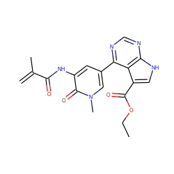 C=C(C)C(=O)Nc1cc(-c2ncnc3[nH]cc(C(=O)OCC)c23)cn(C)c1=O ZINC000218978345