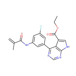 C=C(C)C(=O)Nc1cc(F)cc(-c2ncnc3[nH]cc(C(=O)OCC)c23)c1 ZINC000206748980