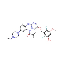 C=C(C)C(=O)Nc1cc(N2CCN(CC)CC2)cc(C)c1Nc1ncc(OCc2c(F)c(OC)cc(OC)c2F)cn1 ZINC001772619270