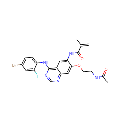 C=C(C)C(=O)Nc1cc2c(Nc3ccc(Br)cc3F)ncnc2cc1OCCNC(C)=O ZINC000137935207