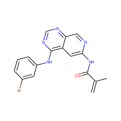 C=C(C)C(=O)Nc1cc2c(Nc3cccc(Br)c3)ncnc2cn1 ZINC000013861815