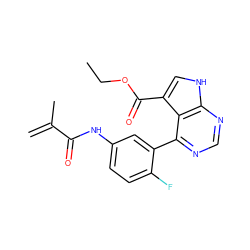 C=C(C)C(=O)Nc1ccc(F)c(-c2ncnc3[nH]cc(C(=O)OCC)c23)c1 ZINC000206760330