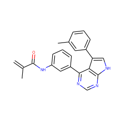 C=C(C)C(=O)Nc1cccc(-c2ncnc3[nH]cc(-c4cccc(C)c4)c23)c1 ZINC000218974914