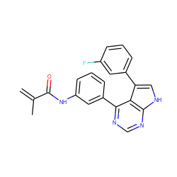 C=C(C)C(=O)Nc1cccc(-c2ncnc3[nH]cc(-c4cccc(F)c4)c23)c1 ZINC000218987690