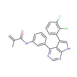 C=C(C)C(=O)Nc1cccc(-c2ncnc3[nH]cc(-c4cccc(F)c4Cl)c23)c1 ZINC000218987650