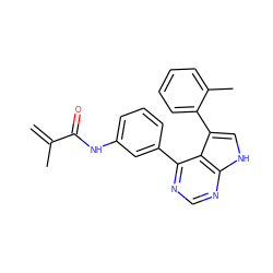 C=C(C)C(=O)Nc1cccc(-c2ncnc3[nH]cc(-c4ccccc4C)c23)c1 ZINC000225214754