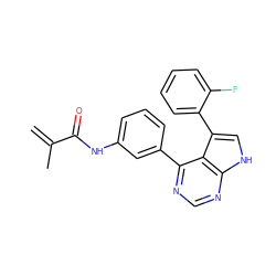 C=C(C)C(=O)Nc1cccc(-c2ncnc3[nH]cc(-c4ccccc4F)c23)c1 ZINC000218987728