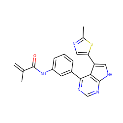 C=C(C)C(=O)Nc1cccc(-c2ncnc3[nH]cc(-c4cnc(C)s4)c23)c1 ZINC000218983856