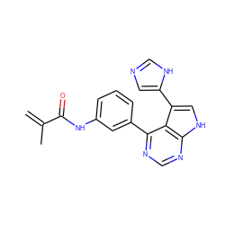 C=C(C)C(=O)Nc1cccc(-c2ncnc3[nH]cc(-c4cnc[nH]4)c23)c1 ZINC000218983820