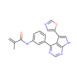 C=C(C)C(=O)Nc1cccc(-c2ncnc3[nH]cc(-c4cnco4)c23)c1 ZINC000218983403