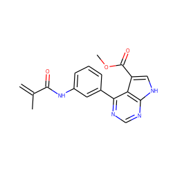 C=C(C)C(=O)Nc1cccc(-c2ncnc3[nH]cc(C(=O)OC)c23)c1 ZINC000261185794